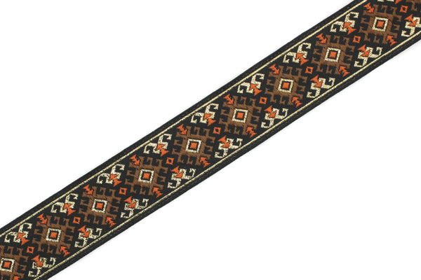 25 mm Brown/gold Snowy Jacquard trim (0.98 inches), vintage Ribbon, Decorative Craft Ribbon, Sewing, Jacquard ribbon, Trim, ribbon, 25953