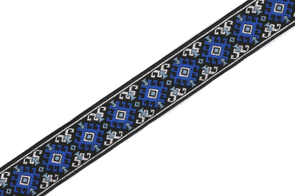 25 mm Blue/Silver Snowy Jacquard trim (0.98 inches), vintage Ribbon, Decorative Craft Ribbon, Sewing, Jacquard ribbon, Trim, 25953