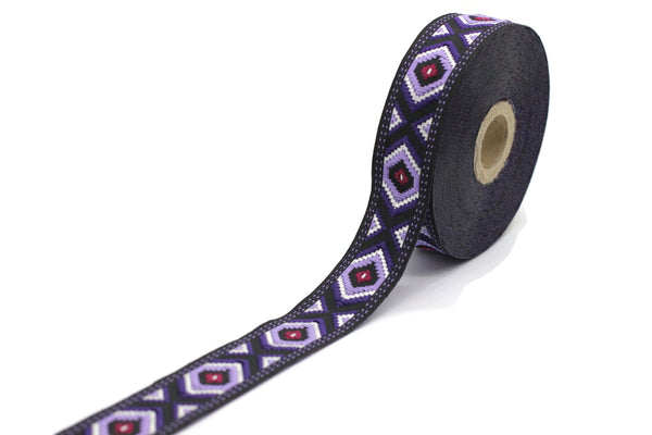 25 mm Purple Jacquard trim (0.98 inches), vintage Ribbon, Decorative Craft Ribbon, Sewing Trim, Jacquard ribbon, 25952