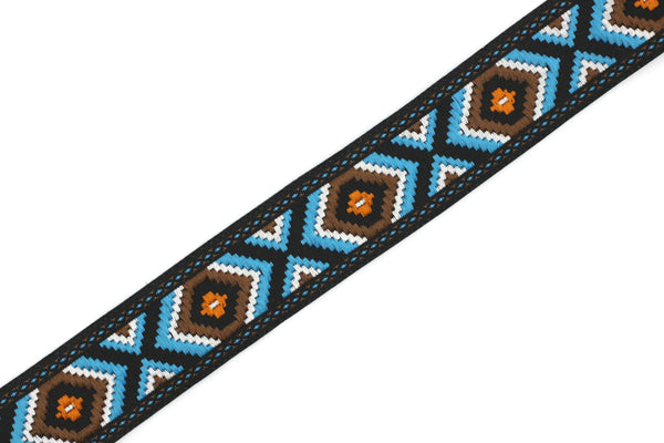 25 mm Sky Blue Jacquard trim (0.98 inches), vintage Ribbon, Decorative Craft Ribbon, Sewing Trim, Jacquard ribbon, 25952