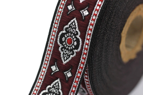 25 mm Red Renaissance Motive ribbon (0.98 inches), european ribbon, dog colar ribbons, Sewing, Jacquard ribbon, Trim, 25905