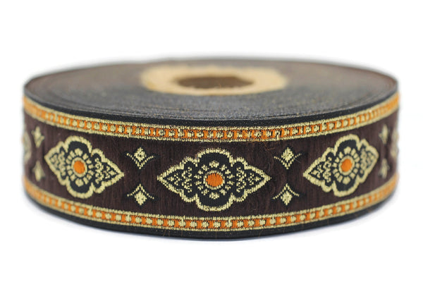 25 mm Orange Renaissance Motive ribbon (0.98 inches), european ribbon, dog colar ribbons, Sewing, Jacquard ribbon, Trim, 25905