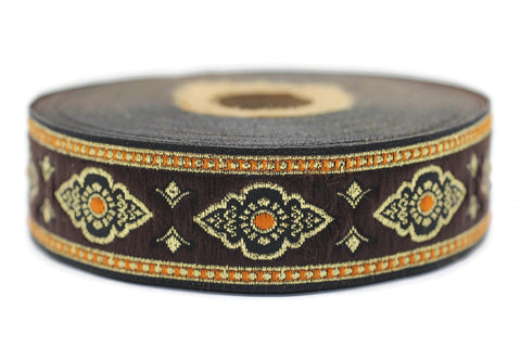 25 mm Orange Renaissance Motive ribbon (0.98 inches), european ribbon, dog colar ribbons, Sewing, Jacquard ribbon, Trim, 25905