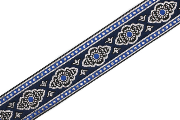 35 mm Blue Renaissance Motive ribbon (1.37 inches), european ribbon, dog colar ribbons, Sewing, Jacquard ribbon Trim, 35905