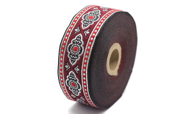 35 mm Red Renaissance Motive ribbon (1.37 inches), european ribbon, dog colar ribbons, Sewing, Jacquard ribbon, Trim, 35905