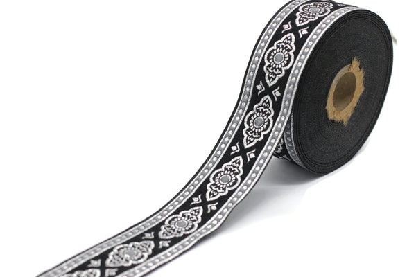 35 mm Grey Renaissance Motive ribbon (1.37 inches), european ribbon, dog colar ribbons, Sewing, Jacquard ribbon, Trim, 35905