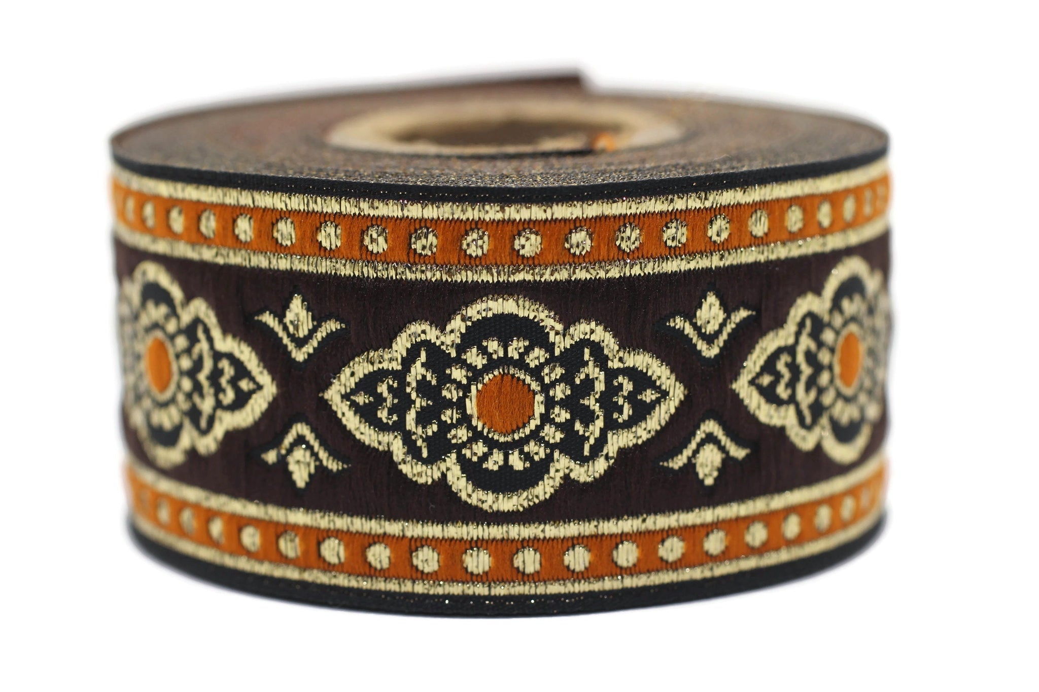 35 mm Orange Renaissance Motive ribbon (1.37 inches), european ribbon, dog colar ribbons, Sewing, Jacquard ribbon, Trim, 35905