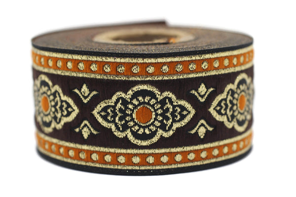 35 mm Orange Renaissance Motive ribbon (1.37 inches), european ribbon, dog colar ribbons, Sewing, Jacquard ribbon, Trim, 35905