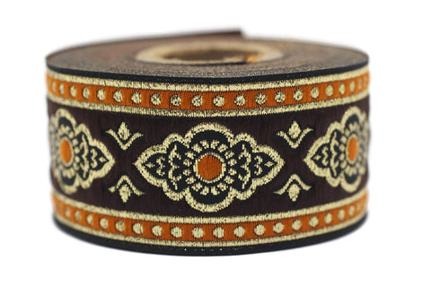 35 mm Orange Renaissance Motive ribbon (1.37 inches), european ribbon, dog colar ribbons, Sewing, Jacquard ribbon, Trim, 35905