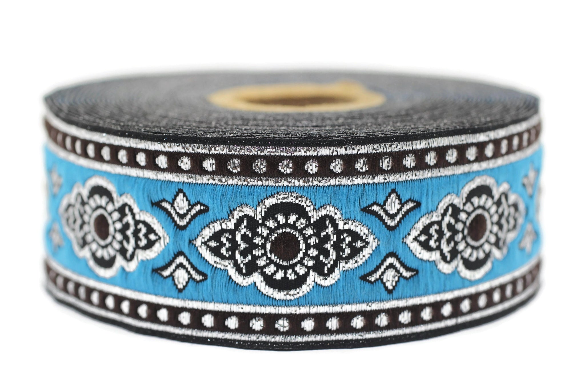 35 mm Sky Blue ribbon, dog colar ribbons, Sewing, decorative ribbon, french trim, embroidered ribbon, vintage ribbon, woven jacquard, 35905