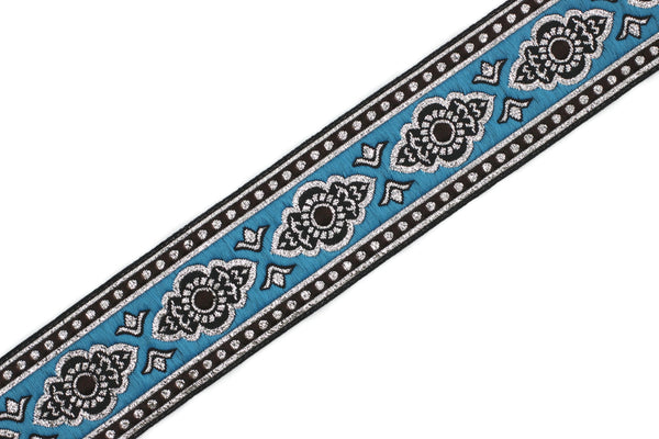 35 mm Sky Blue ribbon, dog colar ribbons, Sewing, decorative ribbon, french trim, embroidered ribbon, vintage ribbon, woven jacquard, 35905