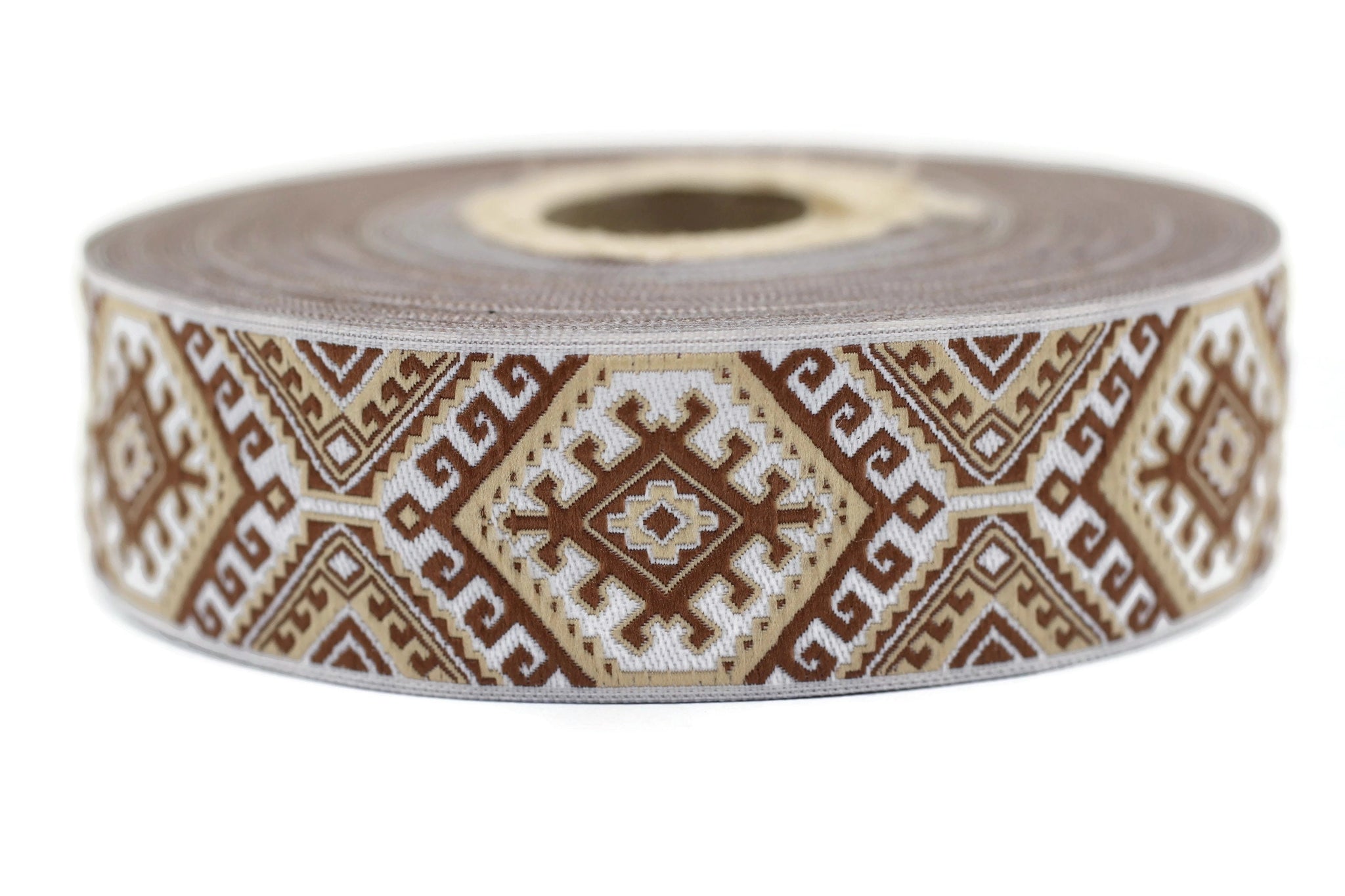 25mm Brown embroidered ribbon, Jacquard ribbon, 0.98inc, Decorative ribbon, Craft Ribbon, Jacquard trim, costume ribbon, sewing trim, 25708