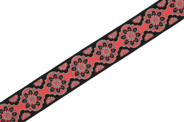 25 mm Neon Pink Floral ribbon, Jacquard ribbon, 0.98inch, Decorative ribbon, Craft Ribbon, Jacquard trim, costume ribbon, sewing trim, 25707