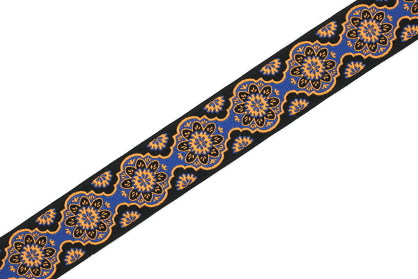 25 mm Orange Floral ribbon, Jacquard ribbon, 0.98 inches, Decorative ribbon, Craft Ribbon, Jacquard trim, costume ribbon, sewing trim, 25707
