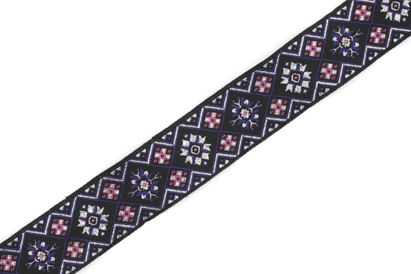 25 mm Purple Geometric Ribbon (0.98 inches), Geometric trim, jacquard trim, craft supplies, vintage trim, jacquard ribbon, 25975