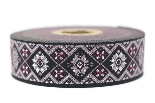 25 mm Colorfull Geometric Ribbon (0.98 inches), Geometric trim, jacquard trim, craft supplies, vintage trim, jacquard ribbon, 25975