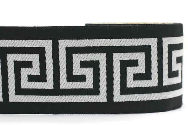 68 mm Black Greek Key Ribbon Trim (2.67 inch), Jacquard Trims for your Drapes, Curtains, Drapery Banding, Drapery Trim Tape V9 176
