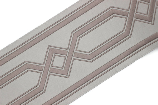 Gray 100 mm Embroidered Ribbons (3.93 inch), Jacquard Trims, Sewing Trim, Drapery Trim, Curtain Trims, Jacquard Ribbons 178 V3
