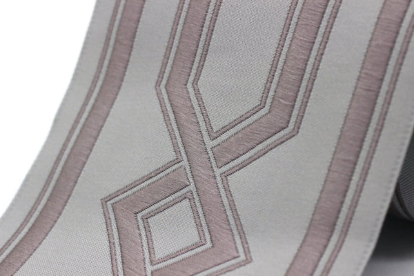 Gray 100 mm Embroidered Ribbons (3.93 inch), Jacquard Trims, Sewing Trim, Drapery Trim, Curtain Trims, Jacquard Ribbons 178 V3