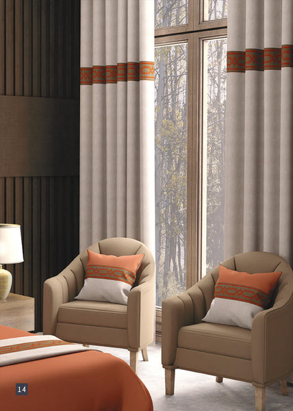 Gray 100 mm Embroidered Ribbons (3.93 inch), Jacquard Trims, Sewing Trim, Drapery Trim, Curtain Trims, Jacquard Ribbons 178 V3