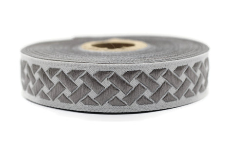 20mm Gray Knot 0.78 (inch) | Jacquard Trim | Embroidered Woven Ribbon | Jacquard Ribbon | Sewing Trim | 20 mm Wide | 20274