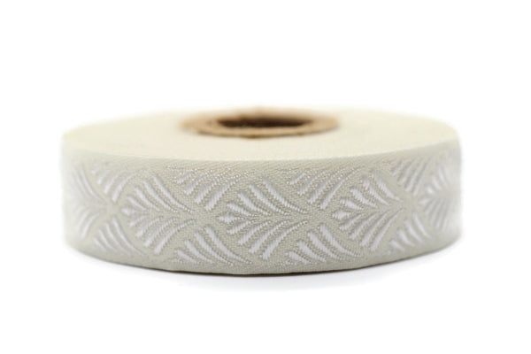 20 mm White Seashell 0.78 (inch) | SeaShell Ribbon | Embroidered Woven Seashell Ribbon | Jacquard Ribbon | 20 mm Wide | 20273