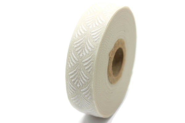 20 mm White Seashell 0.78 (inch) | SeaShell Ribbon | Embroidered Woven Seashell Ribbon | Jacquard Ribbon | 20 mm Wide | 20273