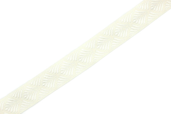 20 mm White Seashell 0.78 (inch) | SeaShell Ribbon | Embroidered Woven Seashell Ribbon | Jacquard Ribbon | 20 mm Wide | 20273