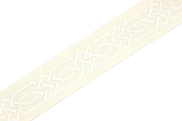 35 mm White Celtic Claddagh 1.37 (inch) | Celtic Ribbon | Embroidered Woven Ribbon | Jacquard Ribbon | 35mm Wide | 35272