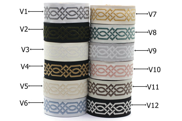 35 mm Golden Celtic Claddagh 1.37 (inch) | Celtic Ribbon | Embroidered Woven Ribbon | Jacquard Ribbon | 35mm Wide | 35272