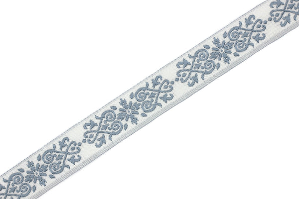 20 mm Blue Victorian Jade Jacquard Ribbon 0.78 (inch) | Embroidered Bordure | Fabric Tapestry for Embellishment Craft Home Decor | 20271