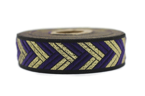 22 mm Purple Metallic Ribbon, 0.86 inches, jacquard ribbon, craft supplies, vintage trim, sewing supplies, ribbons, jacquard trim, 22133