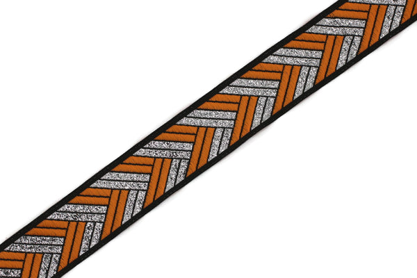 22 mm Orange Metallic Ribbon, 0.86 inches, jacquard ribbon, craft supplies, vintage trim, sewing supplies, ribbons, jacquard trim, 22133