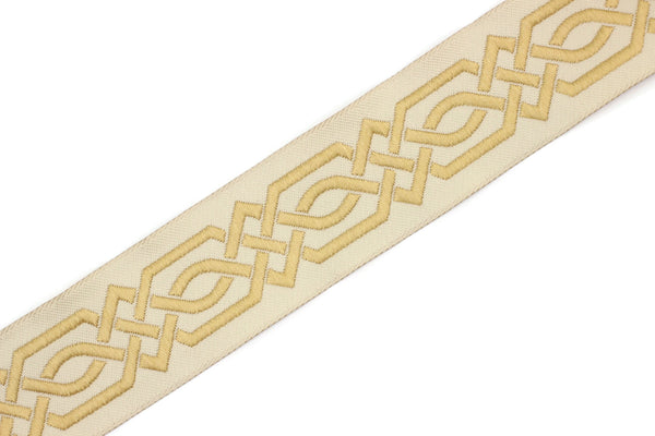 35 mm Golden Celtic Claddagh 1.37 (inch) | Celtic Ribbon | Embroidered Woven Ribbon | Jacquard Ribbon | 35mm Wide | 35272