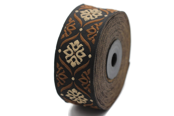 35 mm Brown Mediterranean Ribbon (1.37 inches), Jacquard ribbon, jacquard trim, fabric wide trims, craft supplies, vintage trim, 35973