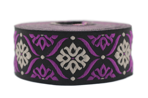 35 mm Cream/Lilac Mediterranean Ribbon (1.37 inches), Jacquard ribbon, jacquard trim, fabric wide trims, craft supplies, trim, 35973