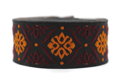 35 mm Red/Orange Mediterranean Ribbon (1.37 inches), Jacquard ribbon, jacquard trim, fabric wide trims, craft supplies, vintage trim, 35973