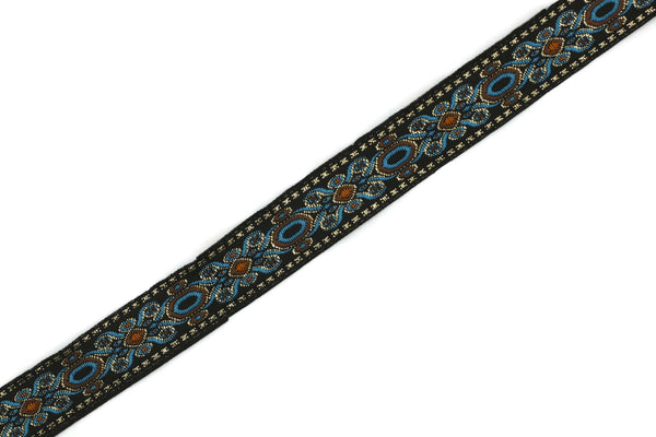 16 mm Blue Jacquard trims 0.62 inches, medieval embroidered trim, medieval ribbon, woven ribbon, woven jacquard sewing trim 16912
