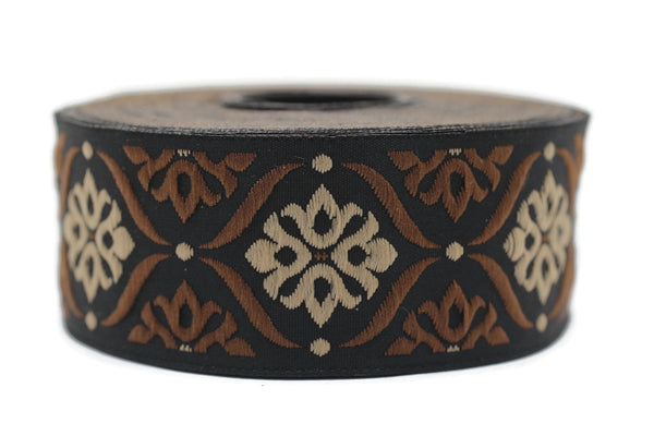 35 mm Brown Mediterranean Ribbon (1.37 inches), Jacquard ribbon, jacquard trim, fabric wide trims, craft supplies, vintage trim, 35973