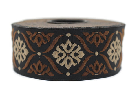 35 mm Brown Mediterranean Ribbon (1.37 inches), Jacquard ribbon, jacquard trim, fabric wide trims, craft supplies, vintage trim, 35973