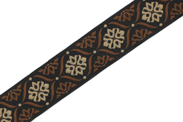 35 mm Brown Mediterranean Ribbon (1.37 inches), Jacquard ribbon, jacquard trim, fabric wide trims, craft supplies, vintage trim, 35973