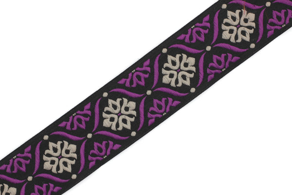 35 mm Cream/Lilac Mediterranean Ribbon (1.37 inches), Jacquard ribbon, jacquard trim, fabric wide trims, craft supplies, trim, 35973