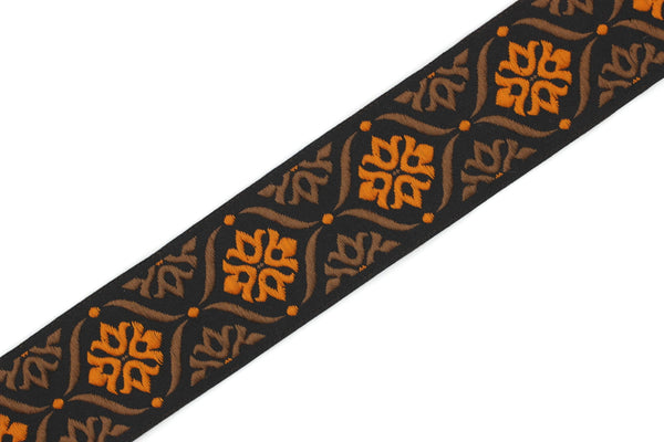 35 mm Brown/Orange Mediterranean Ribbon (1.37 inches) Jacquard ribbon, jacquard trim, fabric wide trims, craft supplies, vintage trim, 35973