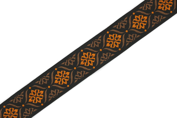 25 mm Brown/Orange Mediterranean Ribbon (0.98 inch), Jacquard ribbons, jacquard trim, fabric wide trims, craft supplies, vintage trim, 25973