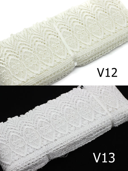 100mm 8 Meters Bridal Guipure Lace Trim | 3.93 Inches Wide Lace Trim | Geometric Bridal Lace | French Guipure | Guipure Lace Fabric TRM100
