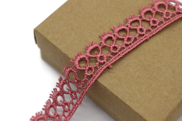 8.74 Yards Pink Anatolia Key Bridal Guipure Lace Trim | 0.68 Inches Wide Lace Trim | Bridal Lace | French Guipure | Lace Fabric TRM017