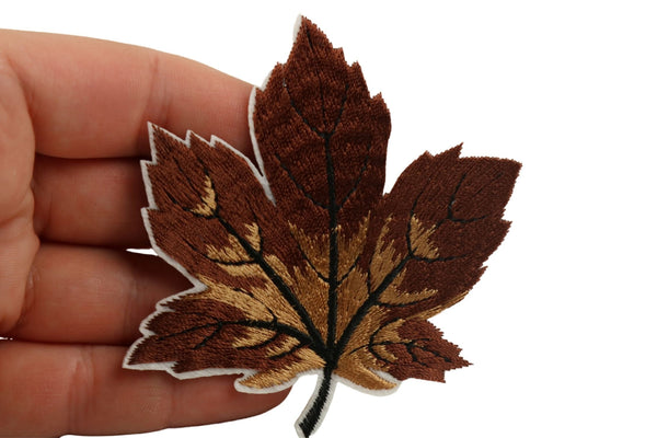 10 Pcs Maple Leaf Patch, Brown 3.1 Inch Iron On Patch Embroidery, Sycamore leaf Patch, Sew On Patch, Embroidered Patch, Applique