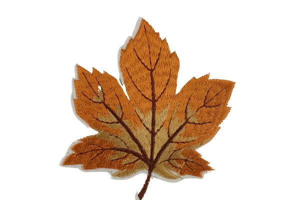10 Pcs Maple Leaf Patch, Light Brown 3.1 Inch Iron On Patch Embroidery, Sycamore leaf Patch, Sew On Patch, Embroidered Patch, Applique