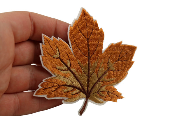 10 Pcs Maple Leaf Patch, Light Brown 3.1 Inch Iron On Patch Embroidery, Sycamore leaf Patch, Sew On Patch, Embroidered Patch, Applique