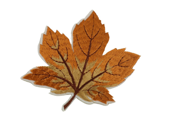 10 Pcs Maple Leaf Patch, Light Brown 3.1 Inch Iron On Patch Embroidery, Sycamore leaf Patch, Sew On Patch, Embroidered Patch, Applique